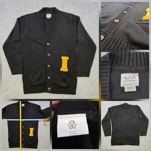 Hillflint Iowa University Hawkeyes Sweater Mens XL Black Cardigan V Neck Varsity